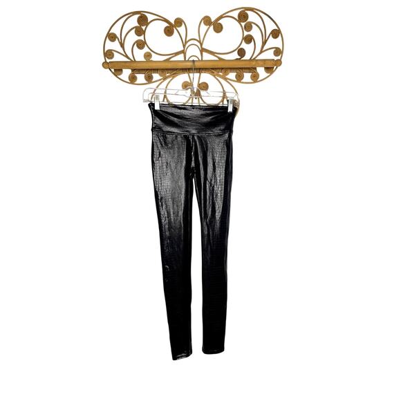 Spanx Croc embossed shine leggings S Brown - Picture 2 of 9